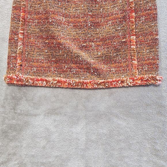 W By Worth Womens Orange Tan Tweed Fringe Lined Mini Skirt Size 2 Dark Academia - Picture 2 of 11